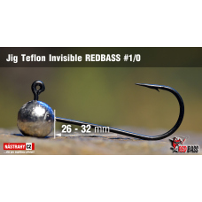 Jigová hlavička Teflon Invisible REDBASS #1/0, 26 - 32 mm