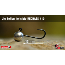 Jigová hlavička Teflon Invisible REDBASS #10, 13 mm