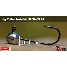 Jigová hlavička Teflon Invisible REDBASS #4, 21 mm
