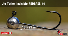 Jigová hlavička Teflon Invisible REDBASS #4, 21 mm